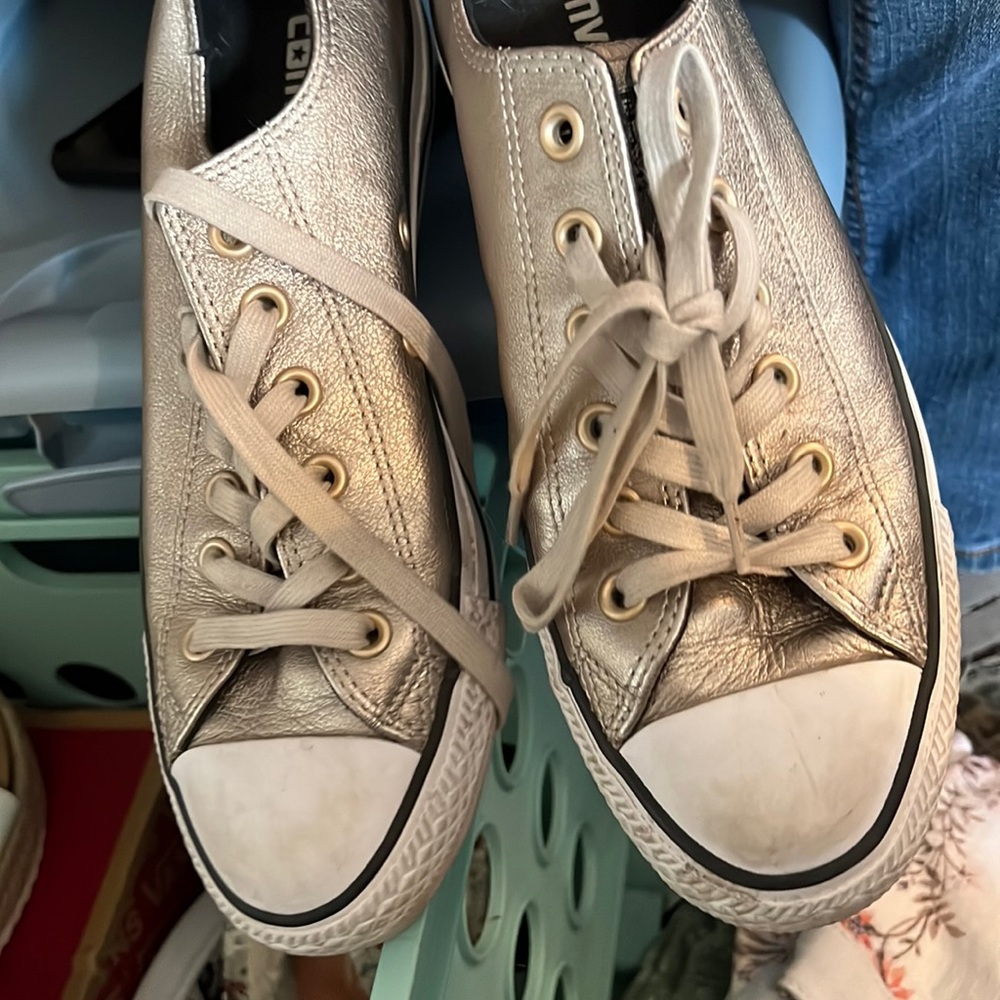 Gold Converse Sneakers Size 8